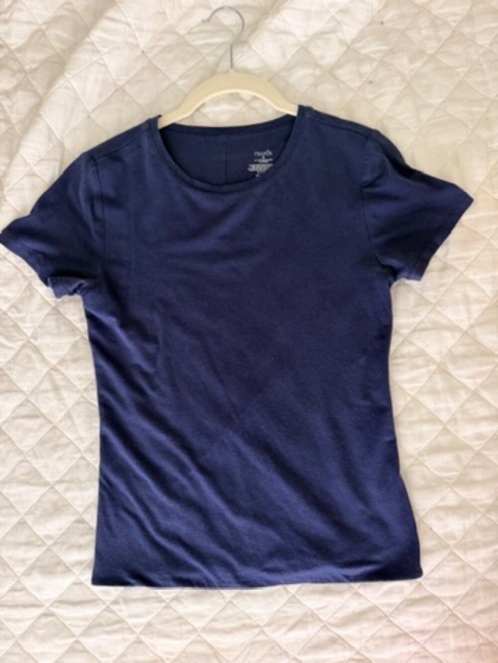 nuuds Navy Crewneck Tee M, Short Sleeve, Cotton Modal Blend